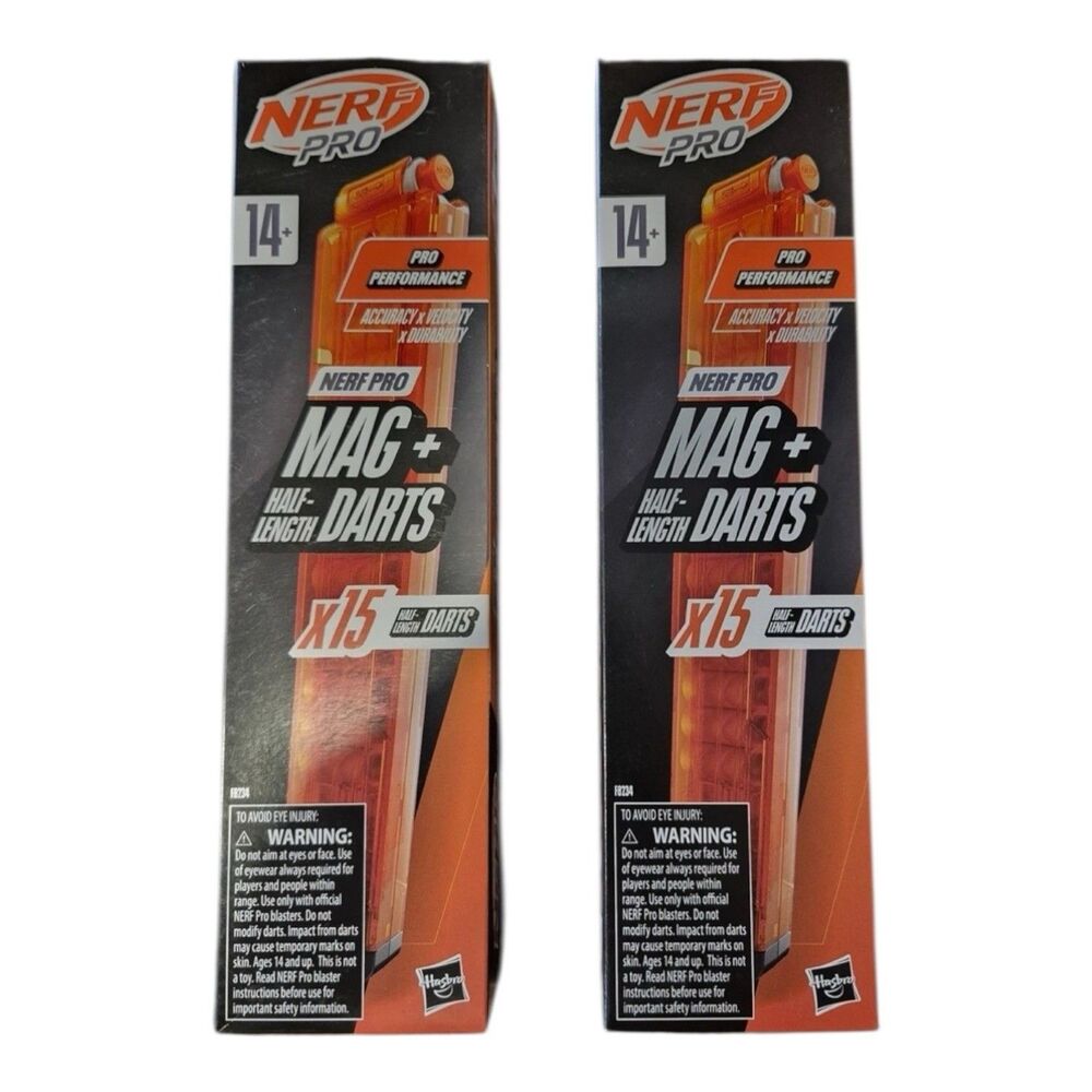 2 x Nerf Pro Mag Half-Length Dart 15 Refill for Gun Torrent Sender Lot